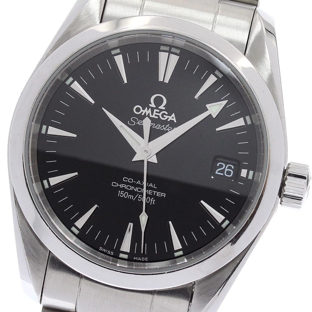 OMEGA SEAMASTER AQUA TERRA DATE CO-AXIAL AUTOMATIC WATCH: OMEGA Seamaster Aqua Terra Date Co-Axial Automatic Watch Brand: OMEGA Type/Style: Wristwatch Material: Band Material Stainless Steel, Case Material Stainless Steel Color: Band Color Silver Dial Color
