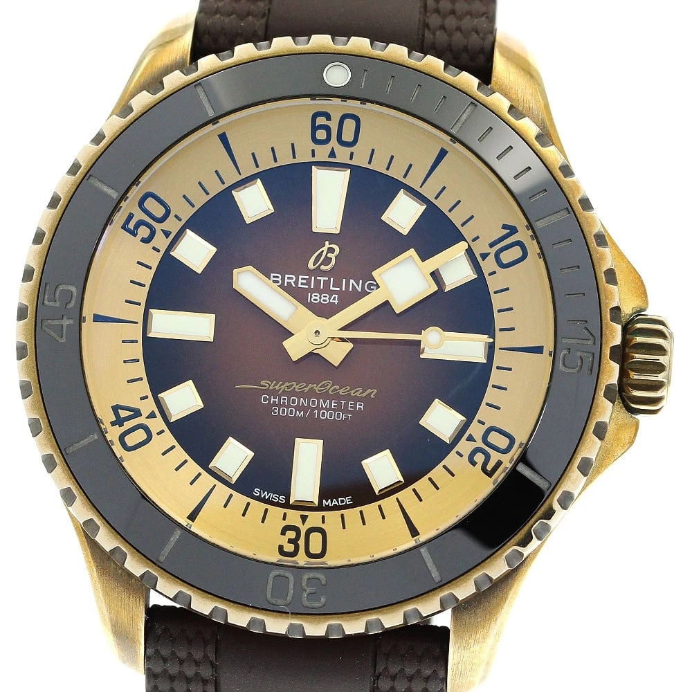 BREITLING SUPER OCEAN AUTOMATIC BRONZE BROWN WATCH: BREITLING Super Ocean Automatic bronze Brown Watch Brand: BREITLING Type/Style: Wristwatch Material: Band Material rubber, Case Material bronze Color: Case Color bronze Band Color Brown Dial Color