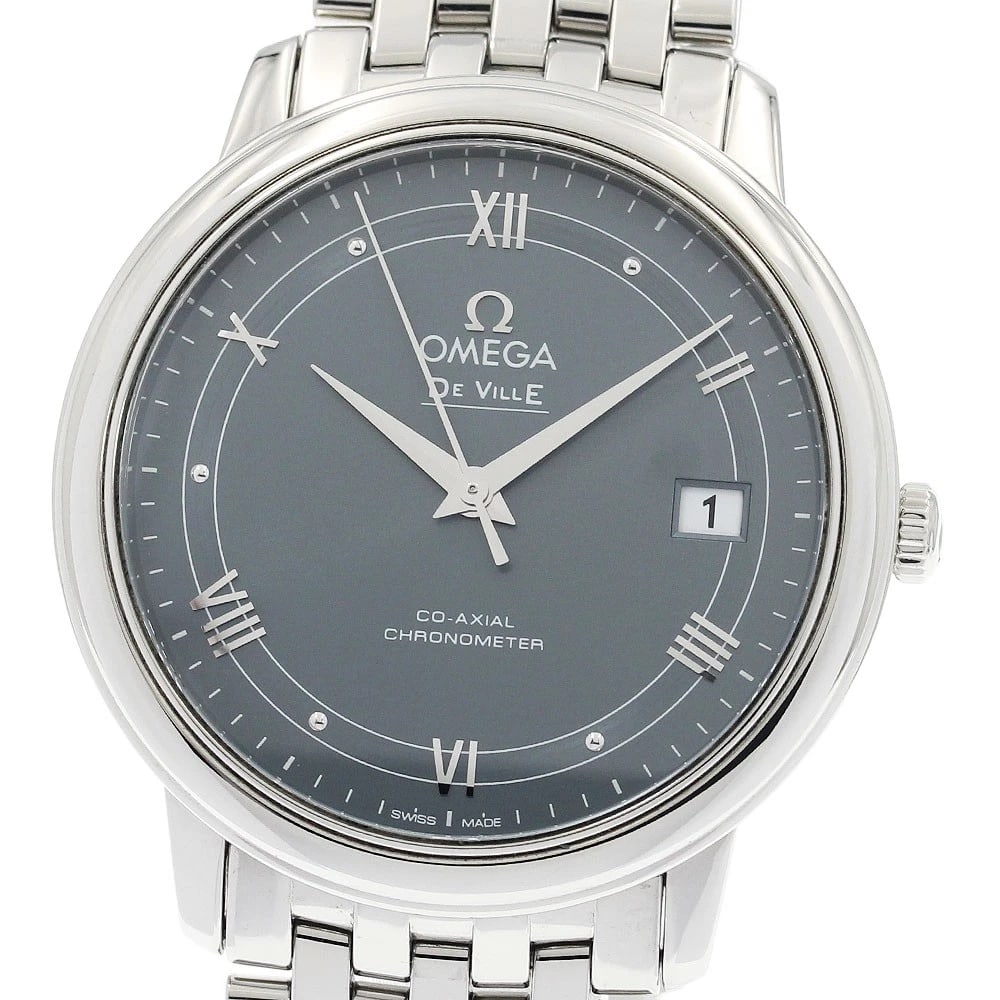 OMEGA DE VILLE PRESTIGE COAXIAL AUTOMATIC WATCH: OMEGA De Ville Prestige Coaxial Automatic Watch Brand: OMEGA Type/Style: Wristwatch Material: Band Material Stainless Steel, Case Material Stainless Steel Color: Dial Color blue Band Color Silver