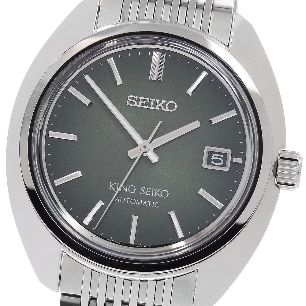 SEIKO KING DATE GREEN AUTOMATIC WATCH: SEIKO King Date green Automatic Watch Brand: SEIKO Type/Style: Wristwatch Material: Band Material Stainless Steel, Case Material Stainless Steel Color: Case Color Silver Band Color Silver Dial Color
