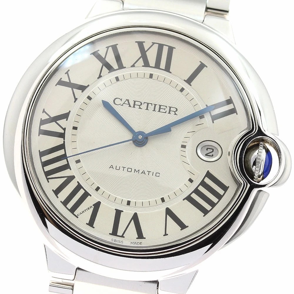 CARTIER BARON BLUE DATE SILVER AUTOMATIC WATCH: CARTIER Baron Blue Date Silver Automatic Watch Brand: CARTIER Type/Style: Wristwatch Material: Band Material Stainless Steel, Case Material Stainless Steel Color: Dial Color Silver Band Color Silver