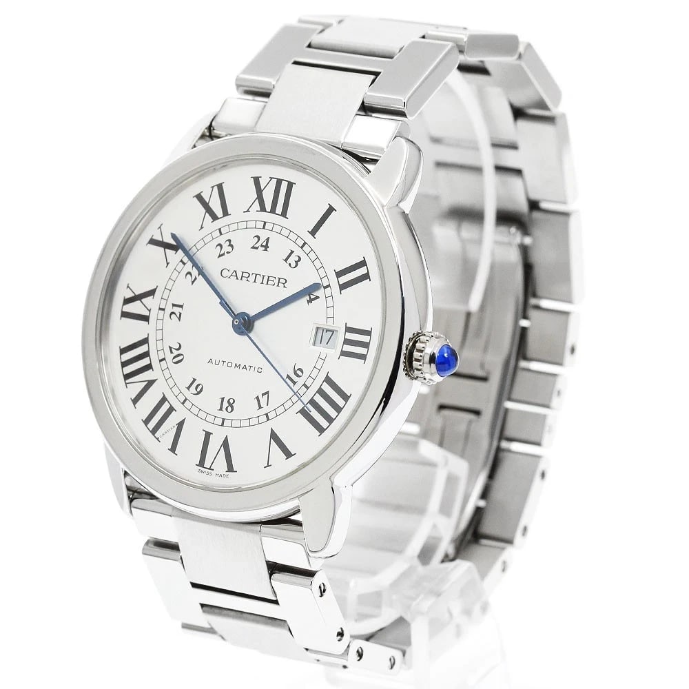 CARTIER RONDE SOLO DATE AUTOMATIC WATCH: CARTIER Ronde Solo Date Automatic Watch Brand: CARTIER Type/Style: Wristwatch Material: Band Material Stainless Steel, Case Material Stainless Steel Color: Dial Color Silver Band Color Silver Case