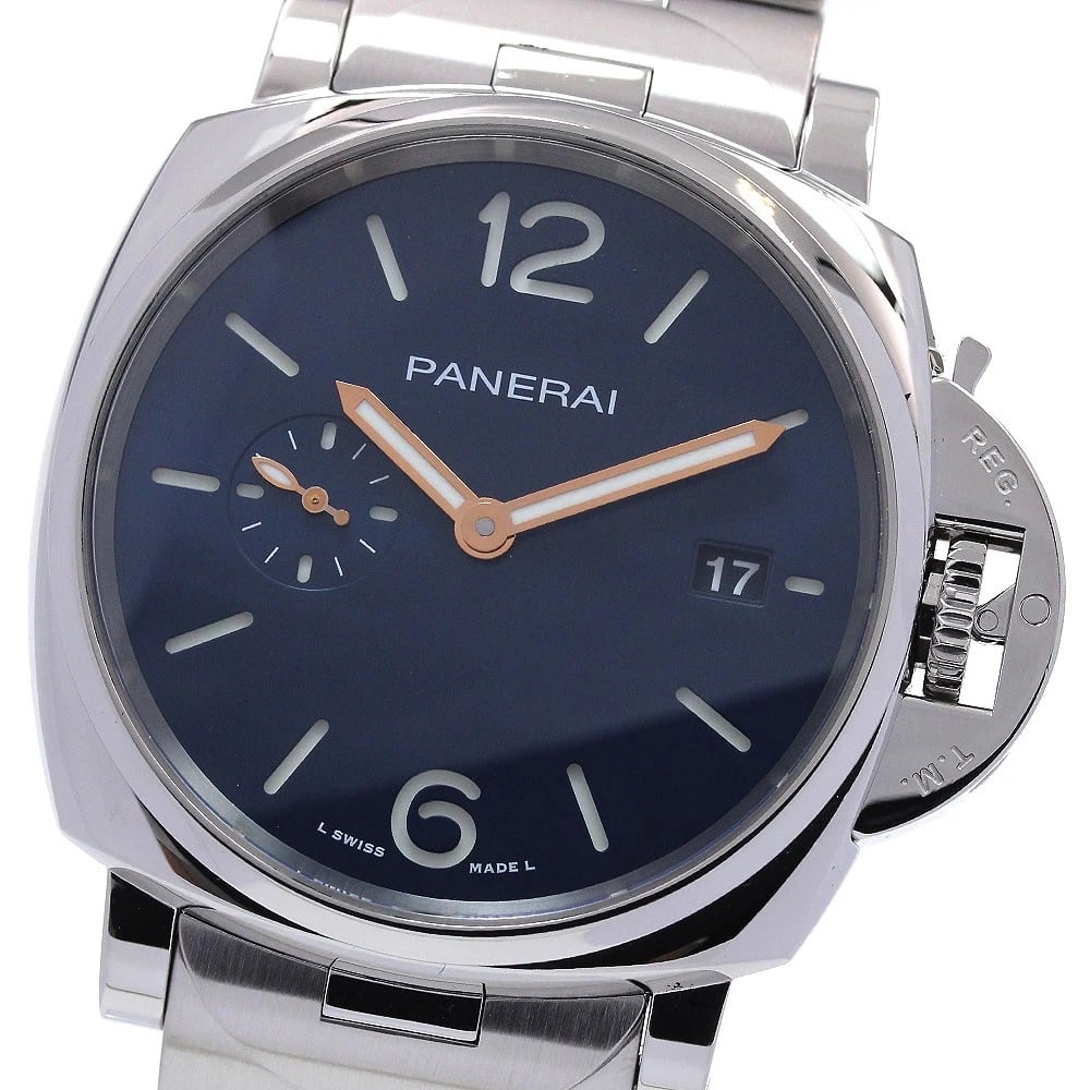 PANERAI LUMINOR DATE NAVY AUTOMATIC WATCH: PANERAI Luminor Date Navy Automatic Watch Brand: PANERAI Type/Style: Wristwatch Material: Band Material Stainless Steel, Case Material Stainless Steel Color: Dial Color Navy Band Color Silver Case