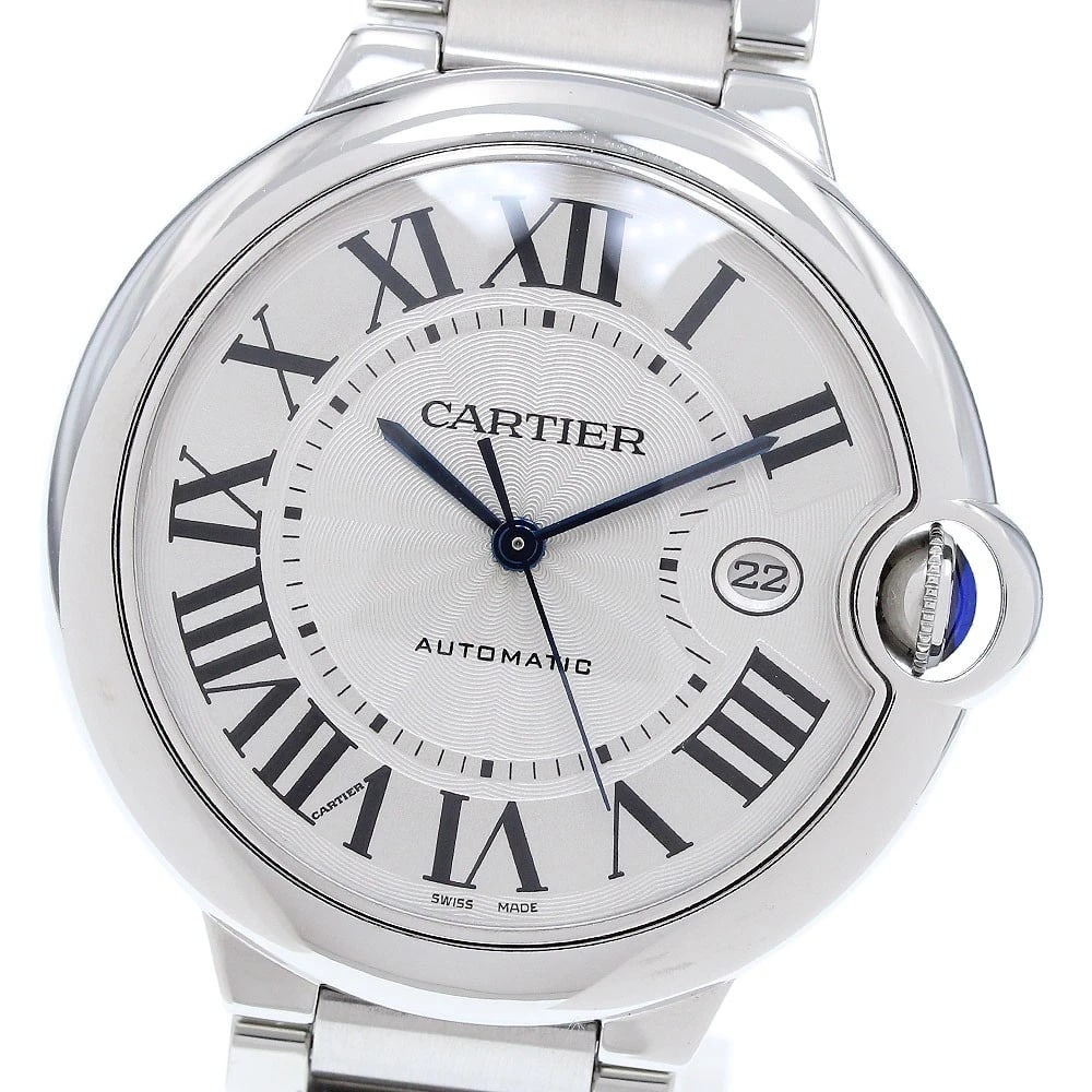 CARTIER BARON DATE SILVER AUTOMATIC WATCH: CARTIER Baron Date Silver Automatic Watch Brand: CARTIER Type/Style: Wristwatch Material: Band Material Stainless Steel, Case Material Stainless Steel Color: Dial Color Silver Band Color Silver Case