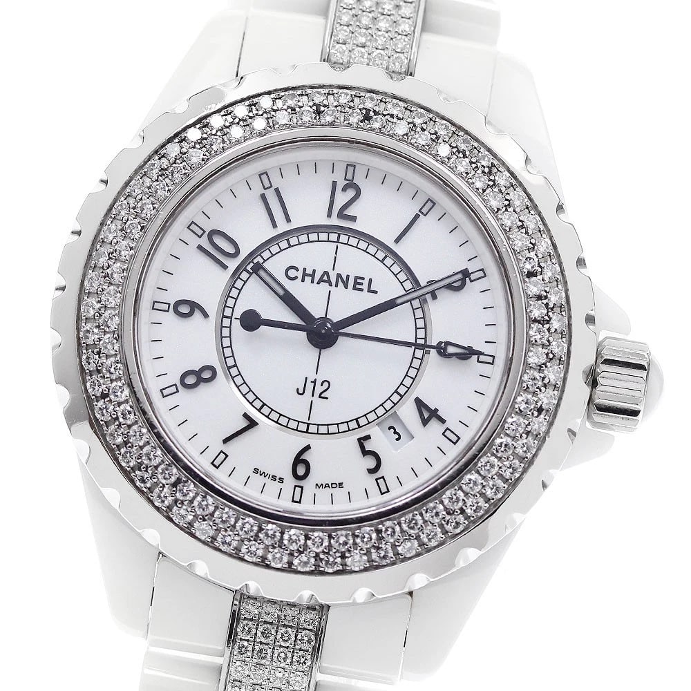 CHANEL J12 DIAMOND BEZEL WHITE QUARTZ WATCH: CHANEL J12 Diamond Bezel white Quartz Watch Brand: CHANEL Type/Style: Wristwatch Material: Band Material Ceramic / Stainless Steel, Case Material Ceramic / Stainless Steel Color: Case Color White /