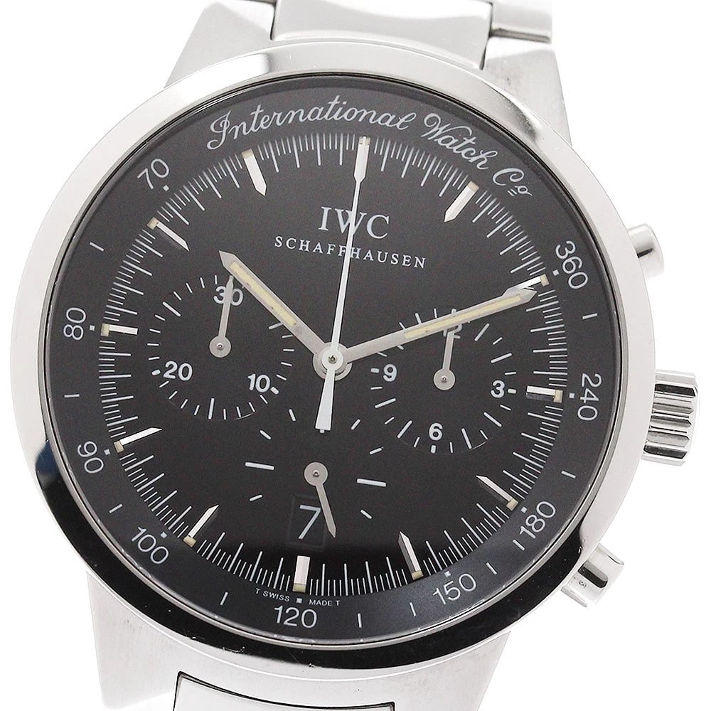 IWC SCHAFFHAUSEN CHRONOGRAPH BLACK QUARTZ WATCH: IWC SCHAFFHAUSEN Chronograph Black Quartz Watch Brand: IWC SCHAFFHAUSEN Type/Style: Wristwatch Material: Band Material Stainless Steel, Case Material Stainless Steel Color: Dial Color black Band Color