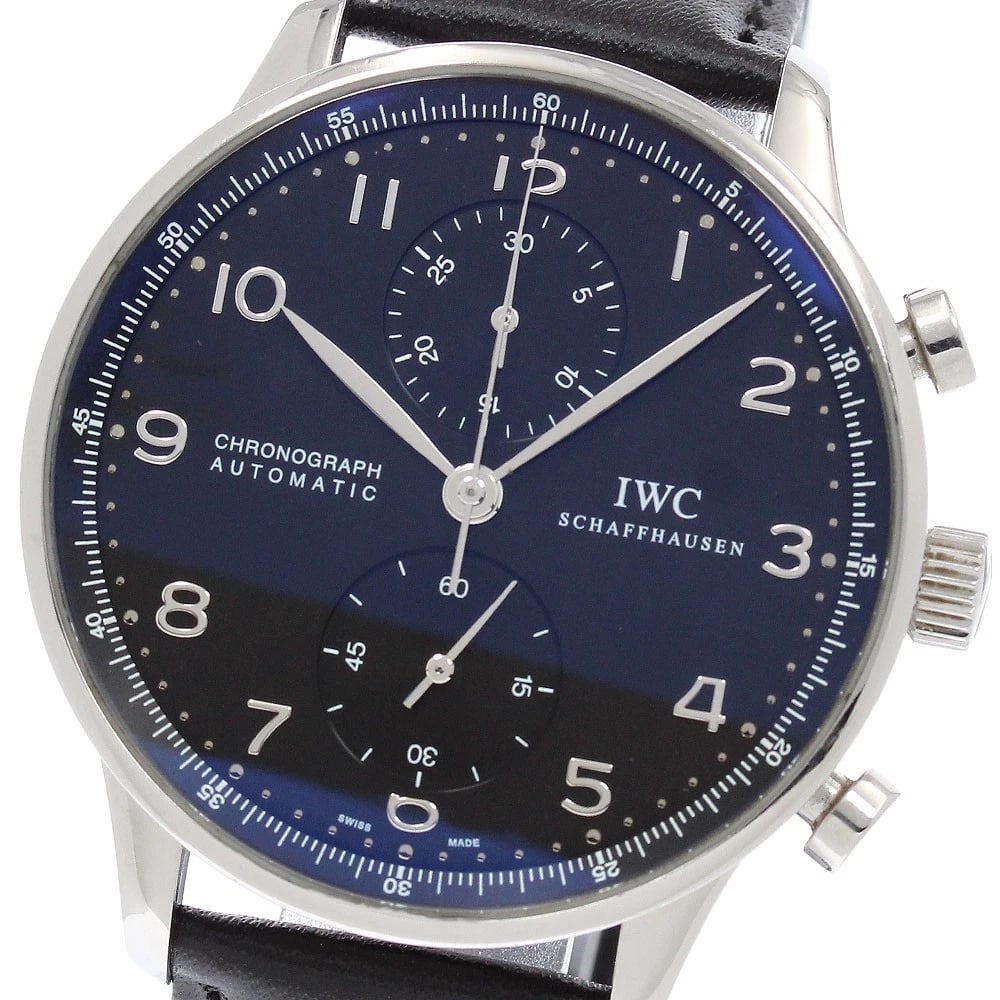 IWC SCHAFFHAUSEN PORTUGESE CHRONOGRAPH AUTOMATIC WATCH: IWC SCHAFFHAUSEN Portugese Chronograph Automatic Watch Brand: IWC SCHAFFHAUSEN Type/Style: Wristwatch Material: Band Material leather, Case Material Stainless Steel Color: Case Color Silver Band