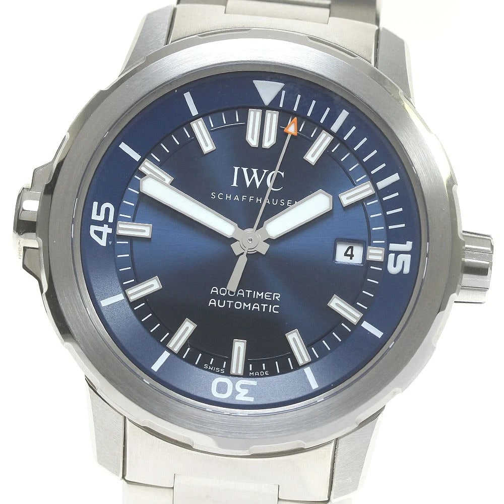 IWC SCHAFFHAUSEN AQUA TIMER DATE NAVY AUTOMATIC WATCH: IWC SCHAFFHAUSEN Aqua timer Date Navy Automatic Watch Brand: IWC SCHAFFHAUSEN Type/Style: Wristwatch Material: Band Material Stainless Steel, Case Material Stainless Steel Color: Dial Color Navy Band 