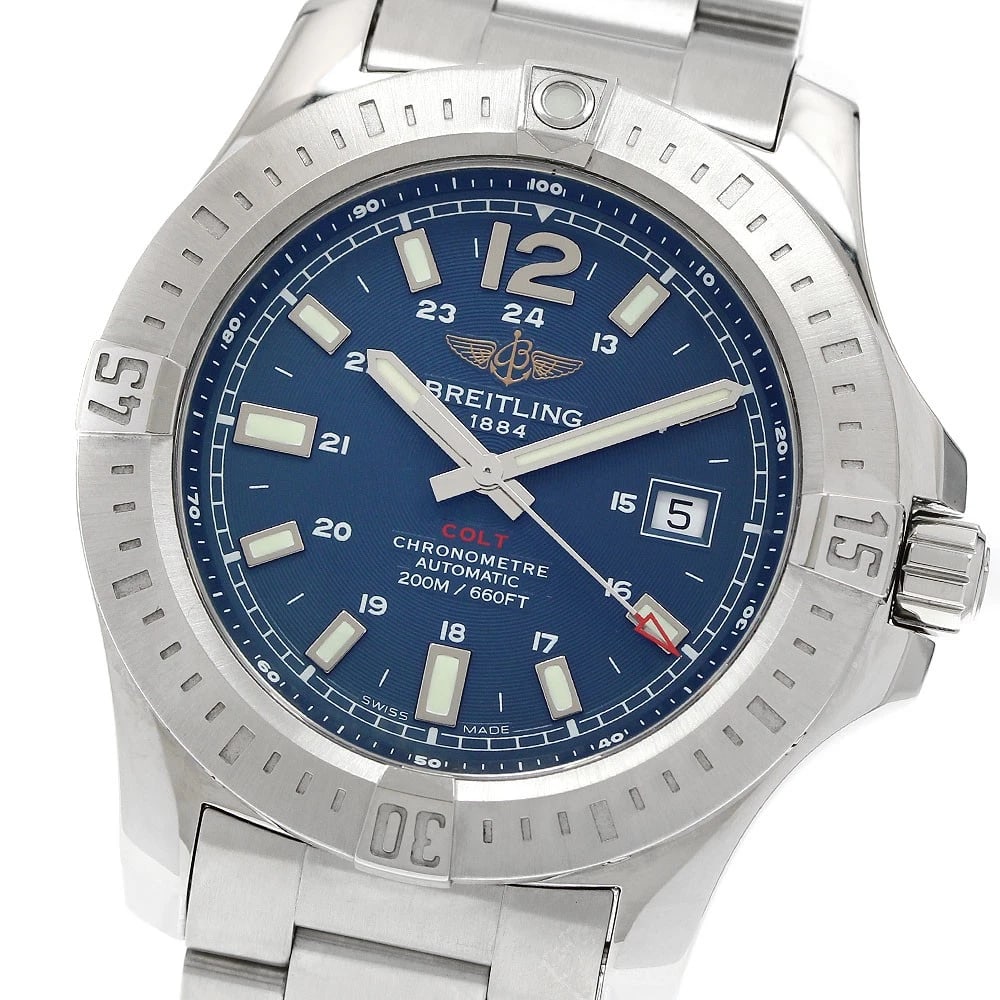 BREITLING DATE BLACK AUTOMATIC WATCH: BREITLING Date black Automatic Watch Brand: BREITLING Type/Style: Wristwatch Material: Band Material Stainless Steel, Case Material Stainless Steel Color: Case Color Silver Band Color Silver Dial