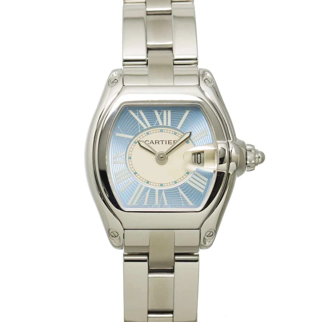 CARTIER ROADSTER DATE AUTOMATIC BLUE DIAL WATCH: Cartier Roadster Date Automatic Blue Dial Watch Brand: Cartier Type/Style: Wristwatch Material: Stainless steel Color: Dial Color Blue Dial Size: CaseSize Length 37mm(ncluded lag) CaseSize Depth 9mm C