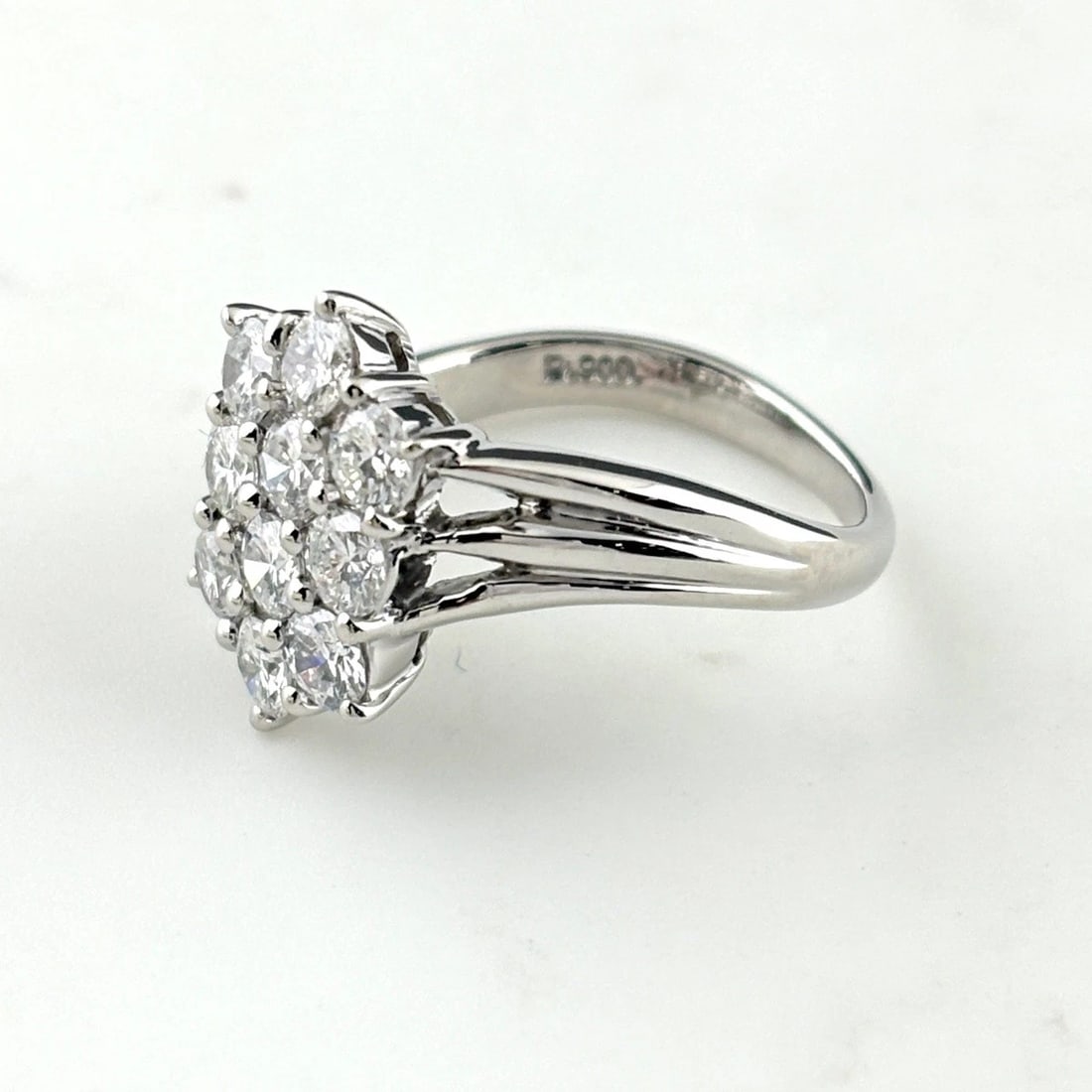 MELEE DIAMOND DESIGN PLATINUM RING PT900: Melee Diamond Design Platinum Ring Pt900 Brand: Unbranded Type/Style: Ring Material: Pt900, Main Stone Natural Color: None Size: US5 Accessories: None Accessories Notice: When purchasing pre-owned