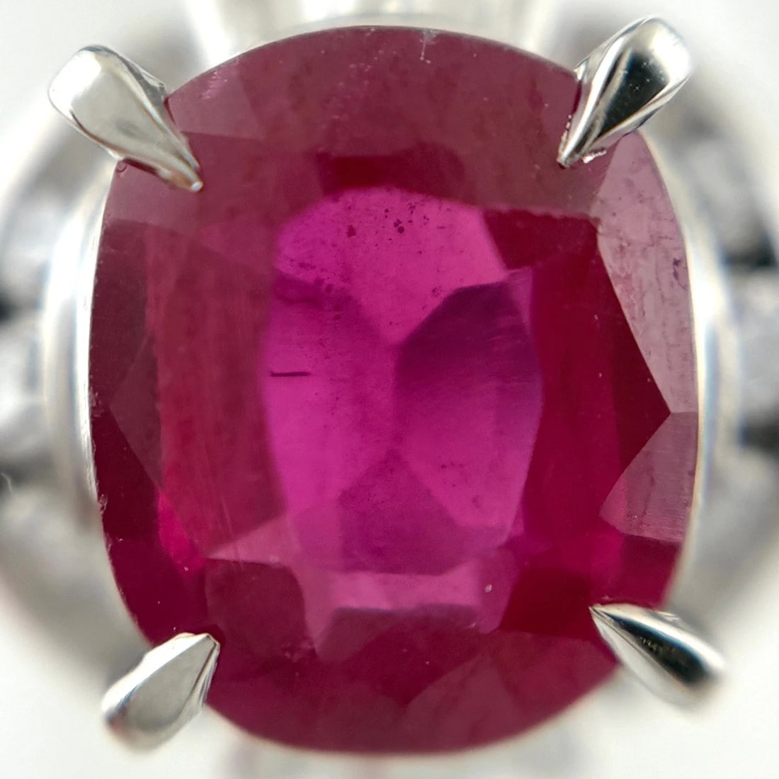 RUBY RING PLATINUM MELEE DIAMOND RING PT900 - 2