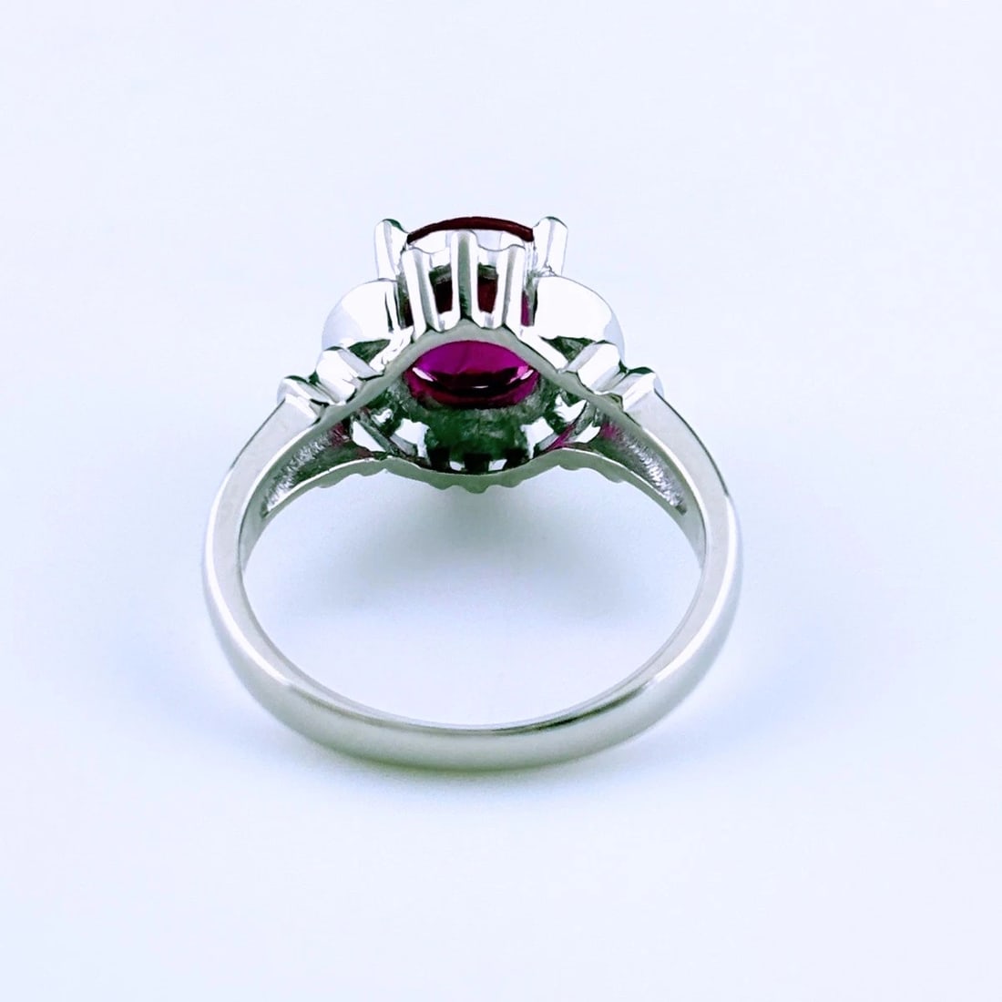 RUBY RING PLATINUM MELEE DIAMOND RING PT900 - 3