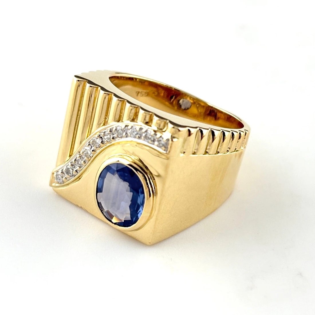 SAPPHIRE DESIGN RING YG RING MELEE DIAMOND RING (1 of 4)