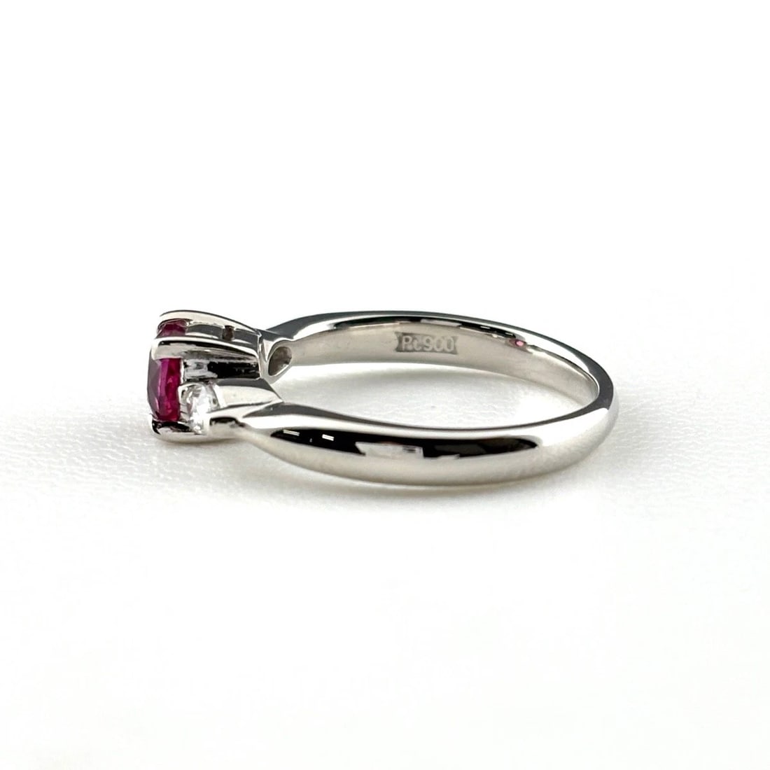 RUBY DESIGN RING PLATINUM MELEE DIAMOND RING - 3