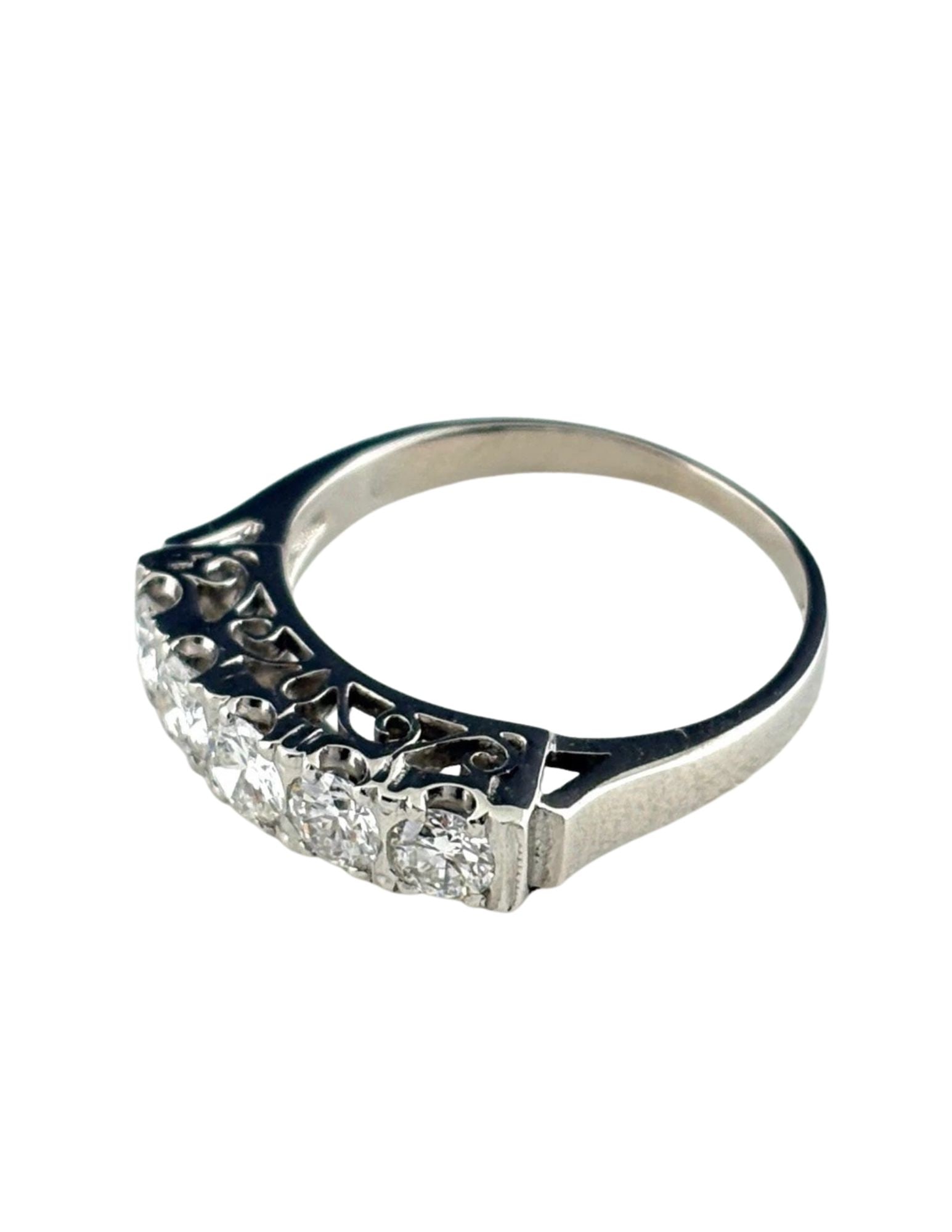 MELEE DIAMOND DESIGN RING PLATINUM RING: Melee Diamond Design Ring Platinum Ring Brand: Unbranded Type/Style: Ring Material: Pt850, Main Stone Natural Color: None Size: US6 Accessories: None Accessories Notice: When purchasing pre-owned