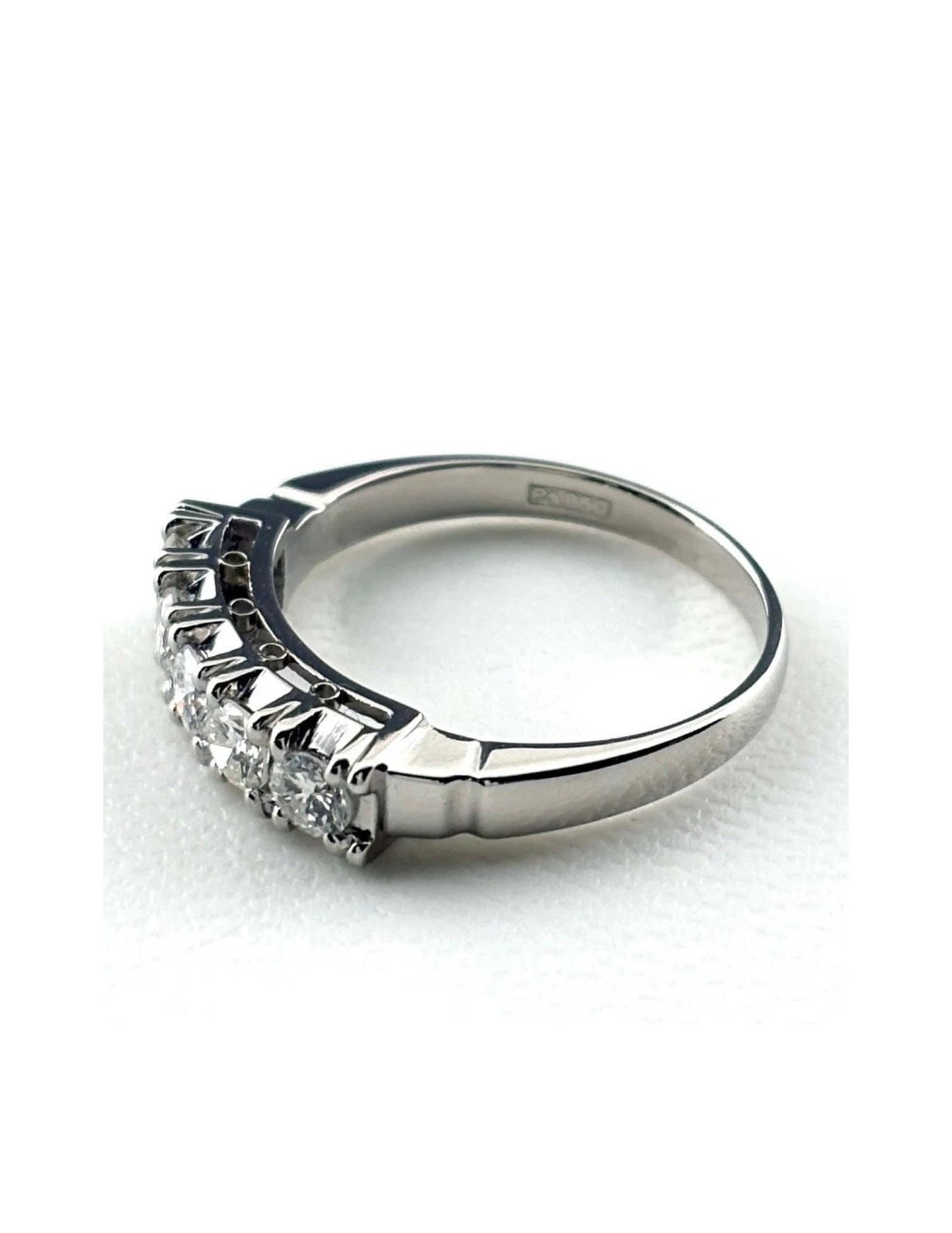 MELEE DIAMOND DESIGN RING PLATINUM RING: Melee Diamond Design Ring Platinum Ring Brand: Unbranded Type/Style: Ring Material: Pt850, Main Stone Natural Color: None Size: US6.5 to 7 Accessories: None Accessories Notice: When purchasing