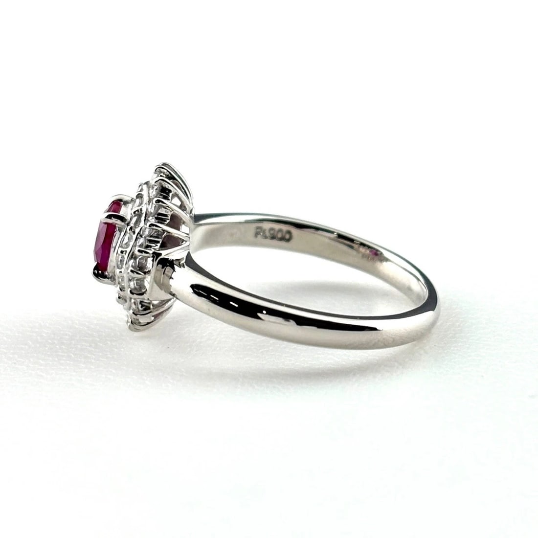 RUBY DESIGN RING PLATINUM MELEE DIAMOND RING - 3