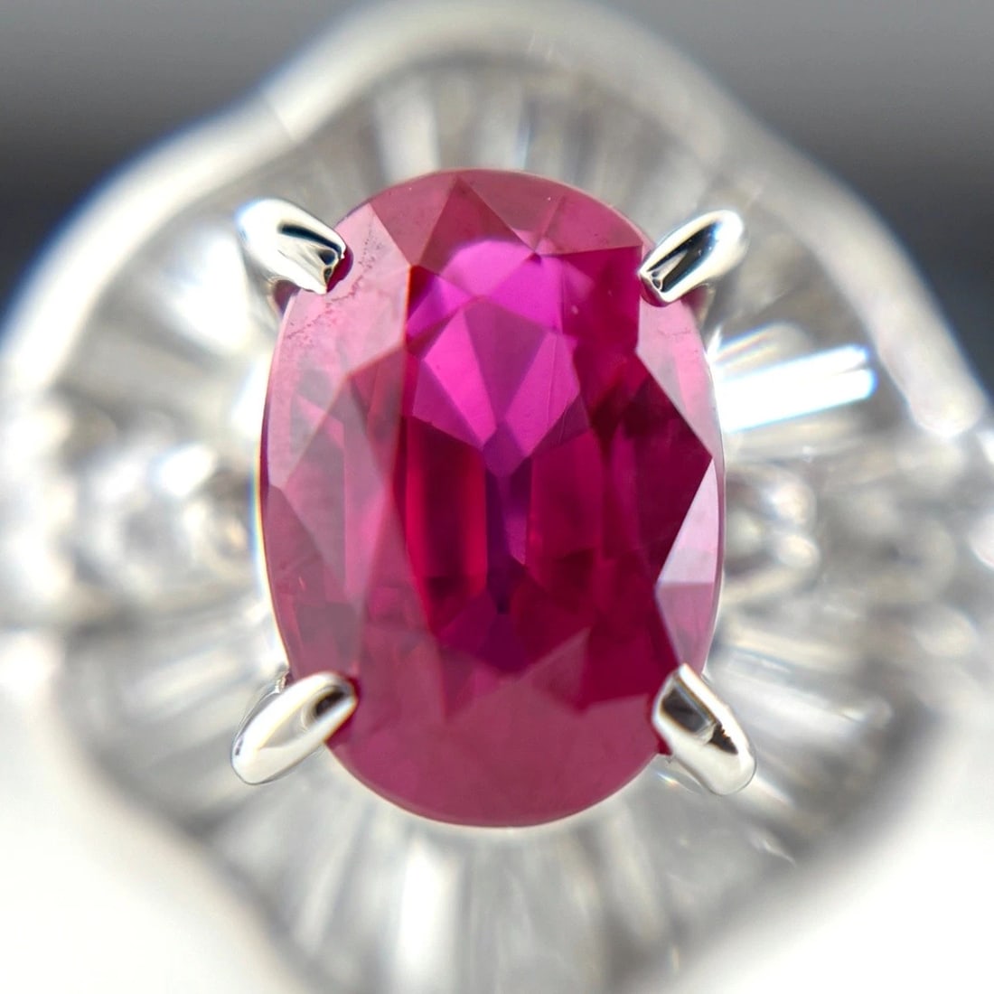 RUBY PLATINUM RING MELEE DIAMOND RING PT900 - 2