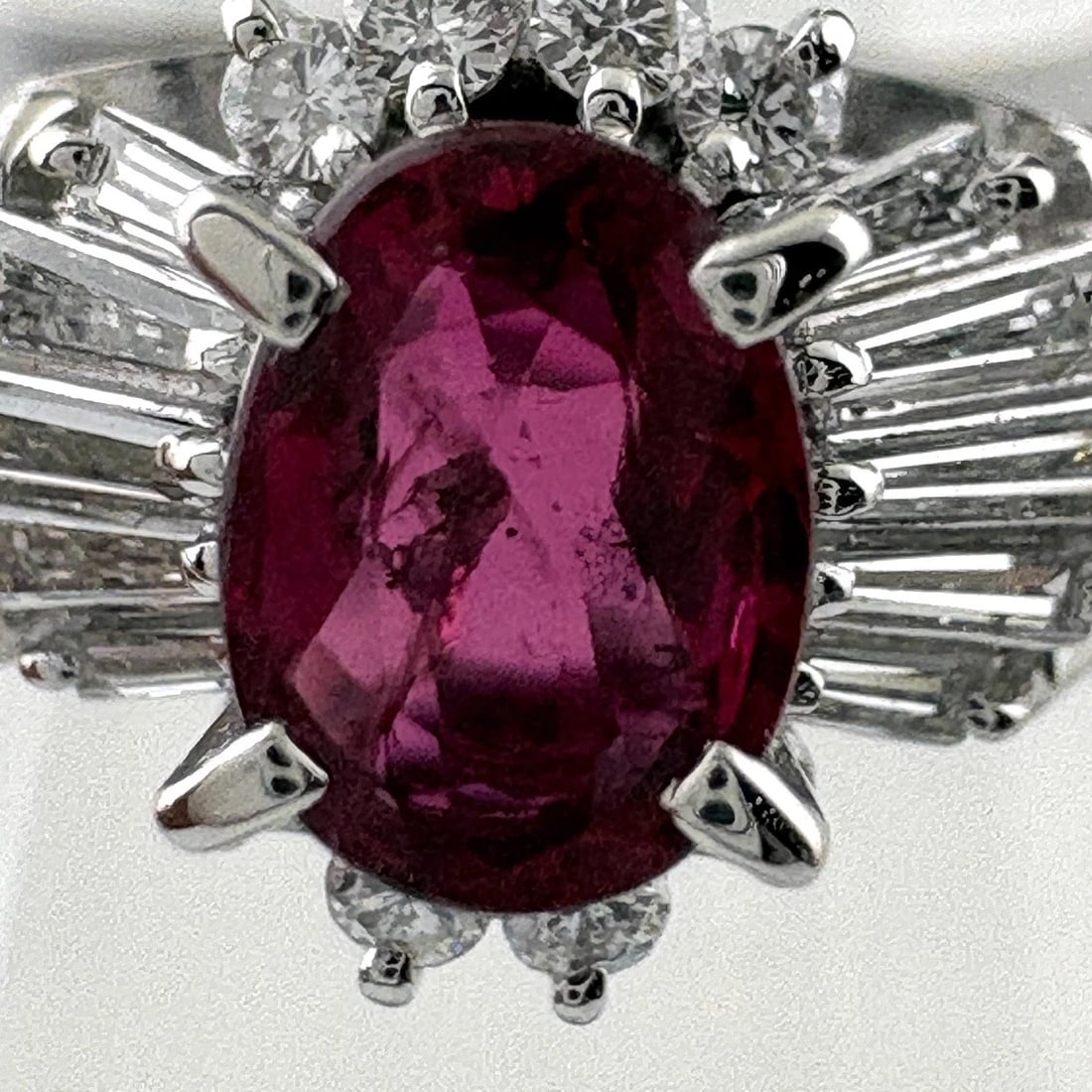 RUBY DESIGN RING PLATINUM RING MELEE DIAMOND RING PT900 - 2