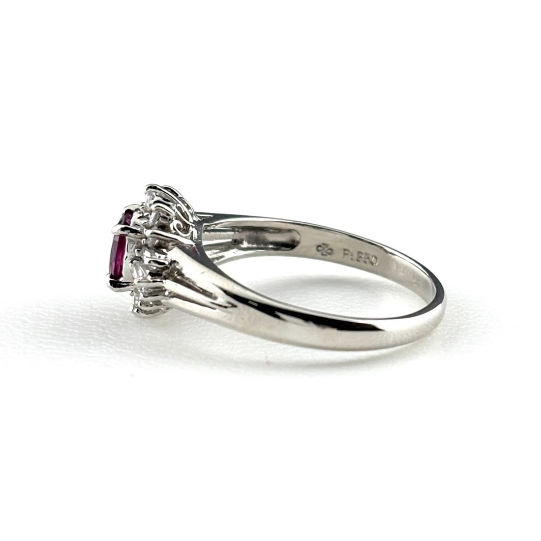 RUBY PLATINUM RING MELEE DIAMOND RING PT850 - 3