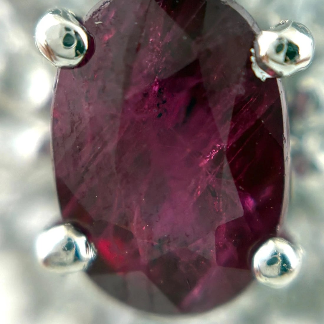 RUBY PLATINUM MELEE DIAMOND RING PT900 - 2