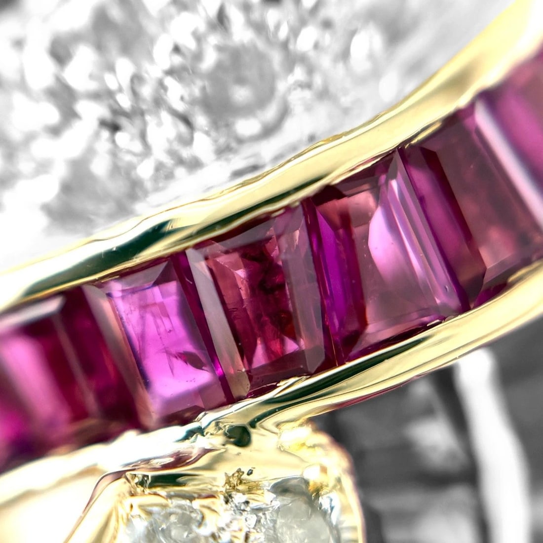 RUBY YG MELEE DIAMOND RING 750 RUBY - 2