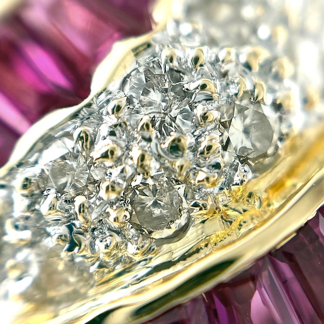 RUBY YG MELEE DIAMOND RING 750 RUBY - 3