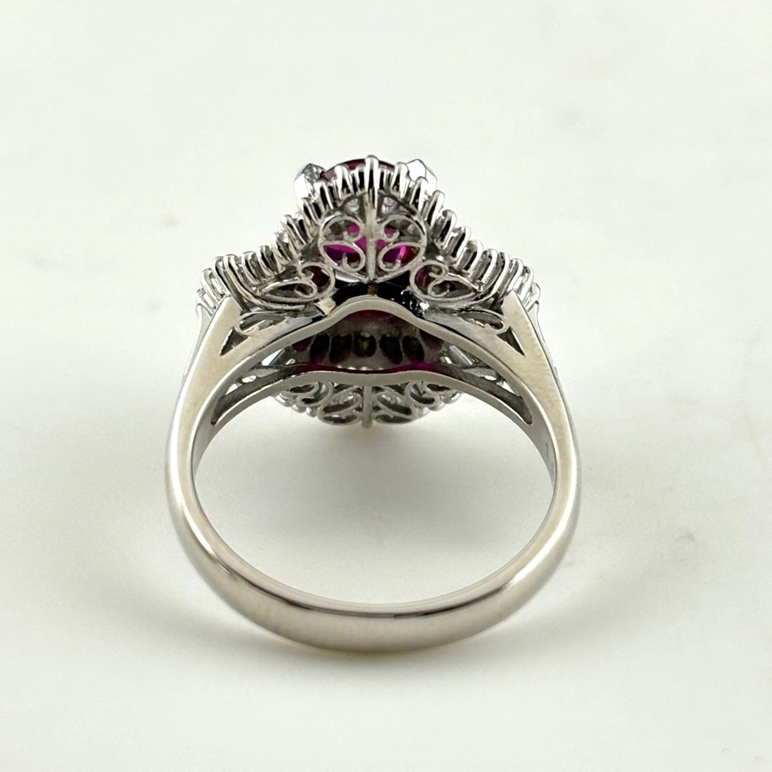 RUBY PLATINUM MELEE DIAMOND RING PT900 - 3