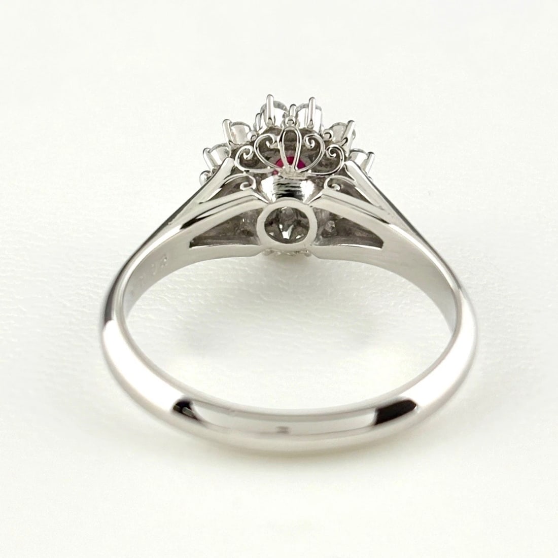 RUBY DESIGN RING PLATINUM RING MELEE DIAMOND RING - 3