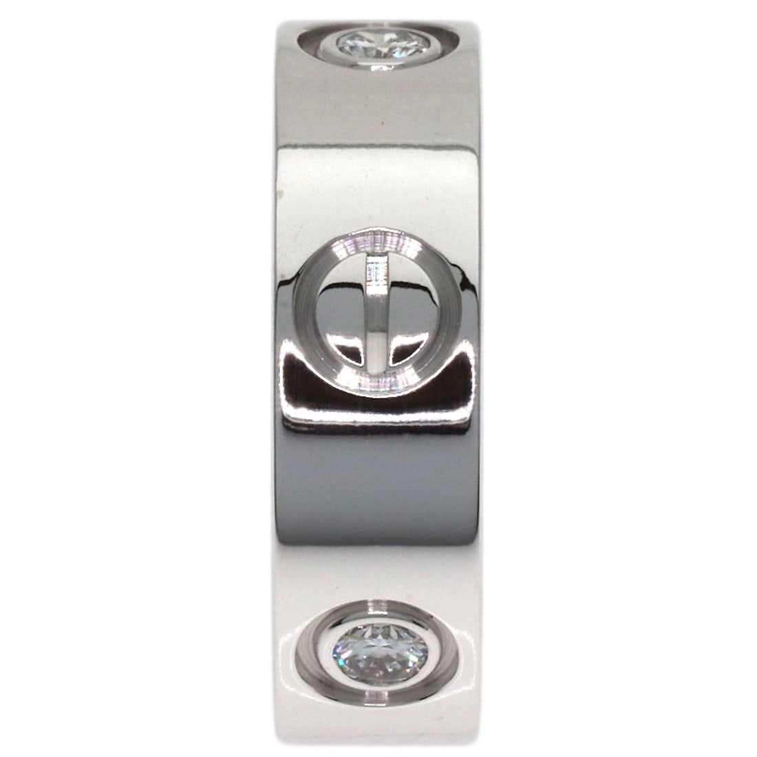 CARTIER LOVE RING HALF DIAMOND RING K18 WHITE GOLD: CARTIER love ring half Diamond Ring K18 White Gold Brand: CARTIER Type/Style: Ring Material: K18 White Gold, Main Stone Natural Color: Silver Size: 4.25(US) Accessories: None Accessories N
