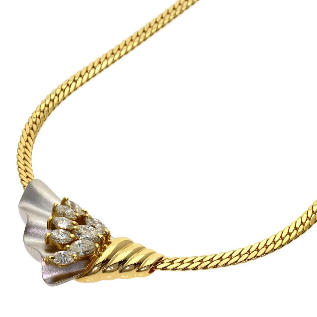 DIAMOND NECKLACE PLATINUM PT900 18K YELLOW GOLD: Diamond Necklace Platinum PT900 18K Yellow Gold Brand: SELECT JEWELRY Type/Style: Necklace Material: Platinum PT900/18K Yellow Gold, Main Stone Natural Color: Gold Size: Chain Length:15.4inch/39cm