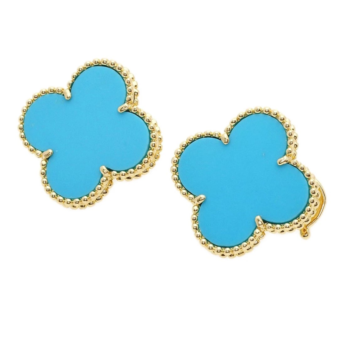 VAN CLEEF & ARPELS MAGIC ALHAMBRA TURQUOISE EARRING K18 YELLOW GOLD: Van Cleef & Arpels Magic Alhambra Turquoise earring K18 Yellow Gold Brand: Van Cleef & Arpels Type/Style: earring Material: K18 Yellow Gold, Main Stone Turquoise Color: Gold Size: Top Size:0.8inch/20x