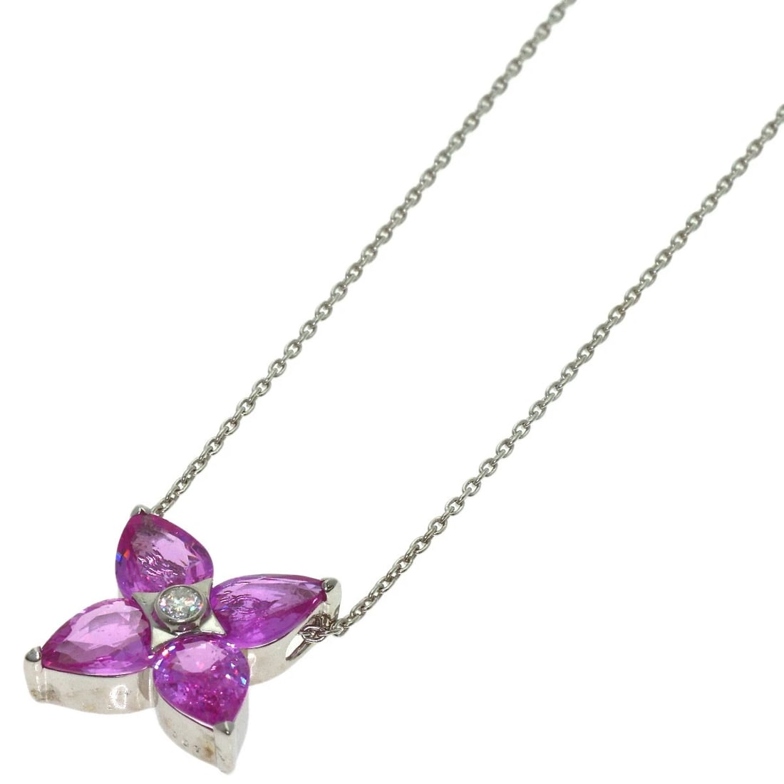 PINK SAPPHIRE DIAMOND NECKLACE K18 WHITE GOLD (1 of 3)