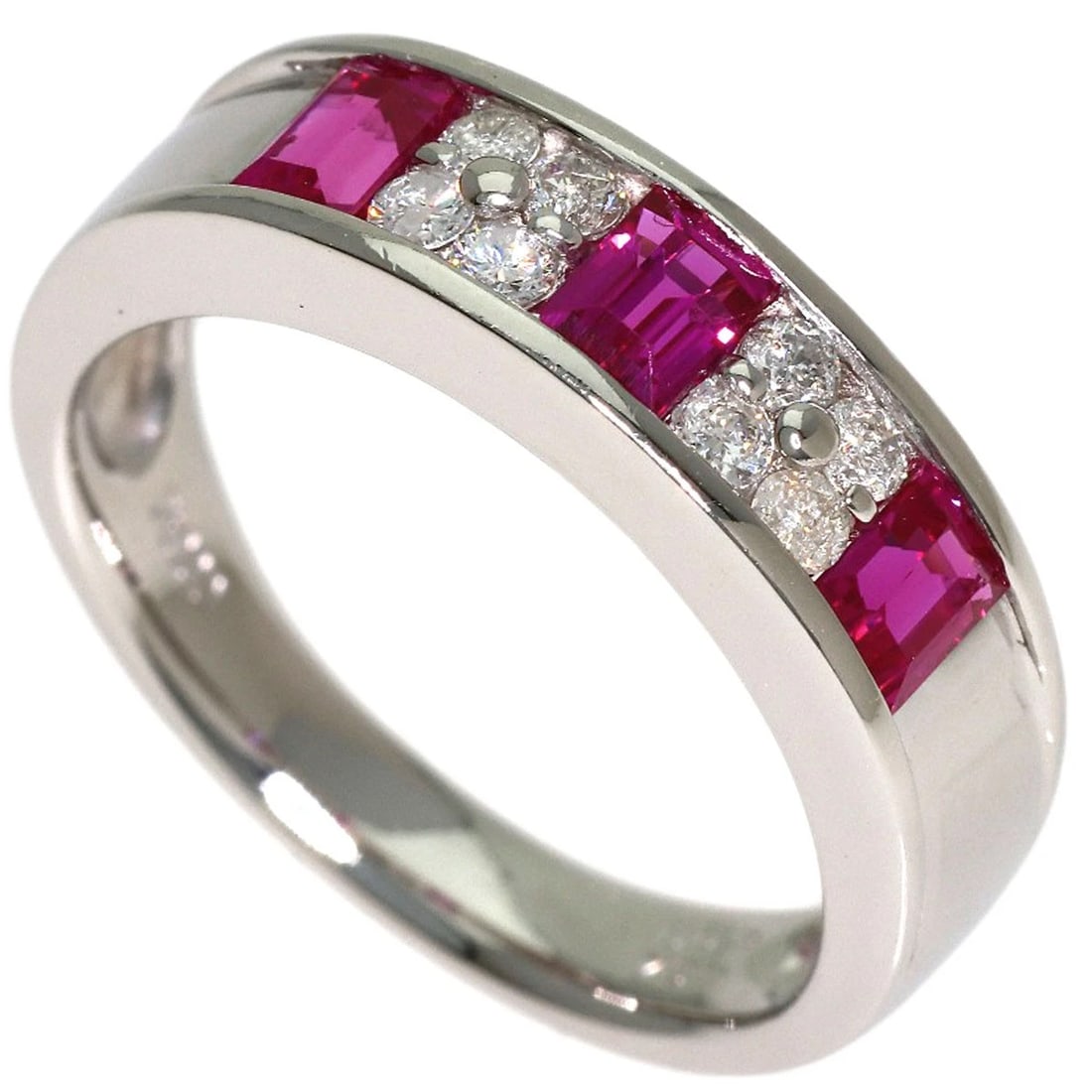 RUBY DIAMOND RING PLATINUM PT900: Ruby Diamond Ring Platinum PT900 Brand: SELECT JEWELRY Type/Style: Ring Material: Platinum PT900, Main Stone Ruby Color: Silver Size: 5.75(US) Accessories: None Accessories Notice: When purchasing