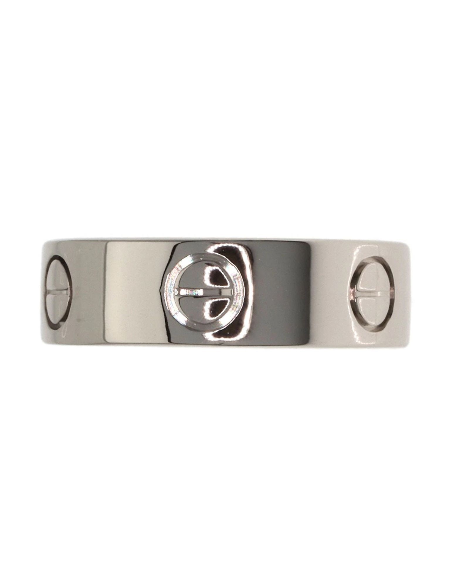 CARTIER LOVE RING K18 WHITE GOLD: CARTIER love Ring K18 White Gold Brand: CARTIER Type/Style: Ring Material: K18 White Gold, Color: Silver Size: 5.25(US) Accessories: None Accessories Notice: When purchasing pre-owned goods, please