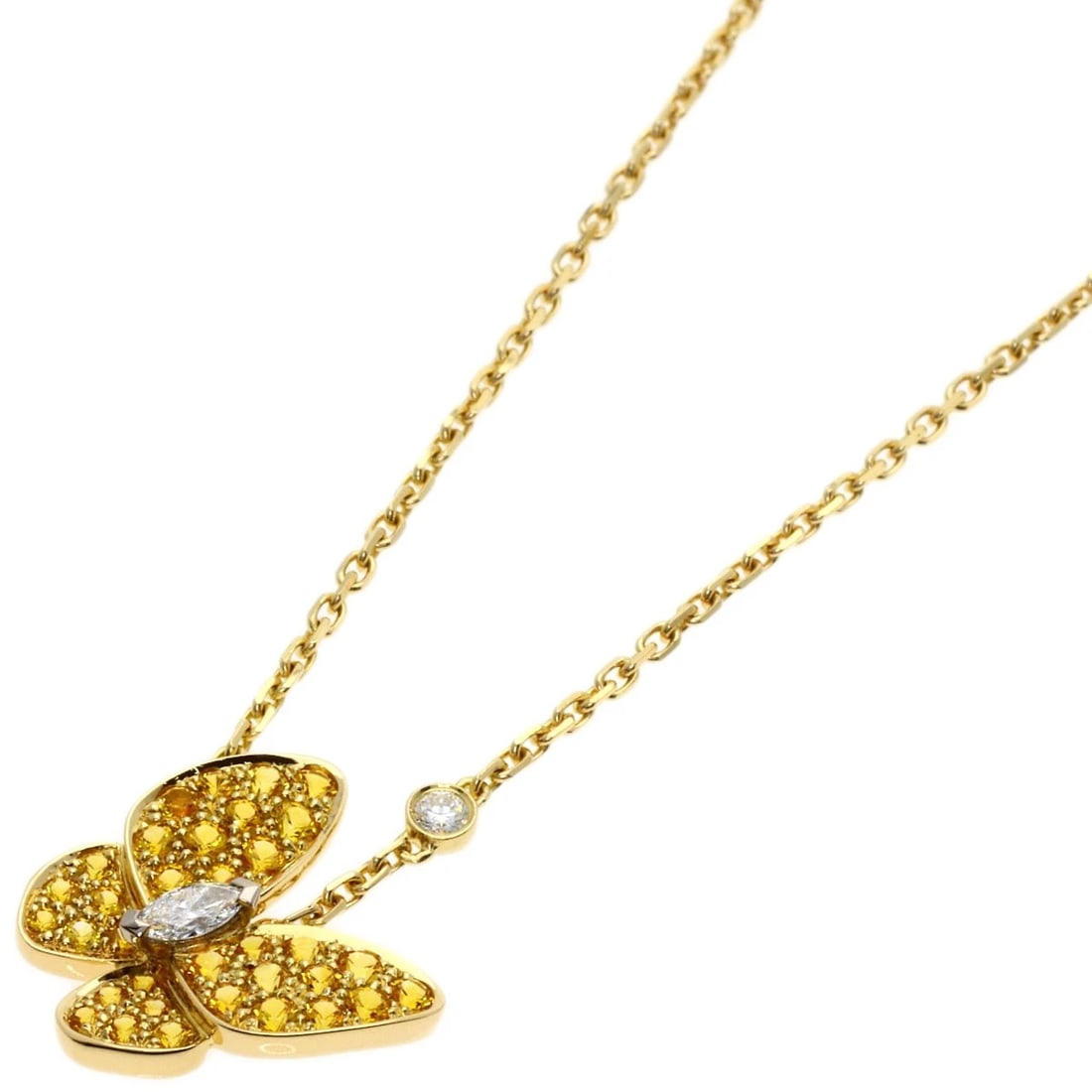 VAN CLEEF & ARPELS DE PAPILLON DIAMOND NECKLACE K18 YELLOW GOLD: Van Cleef & Arpels De Papillon Diamond Necklace K18 Yellow Gold Brand: Van Cleef & Arpels Type/Style: Necklace Material: K18 Yellow Gold, Main Stone Natural Color: Gold Size: Chain Length:16.1inch/41c