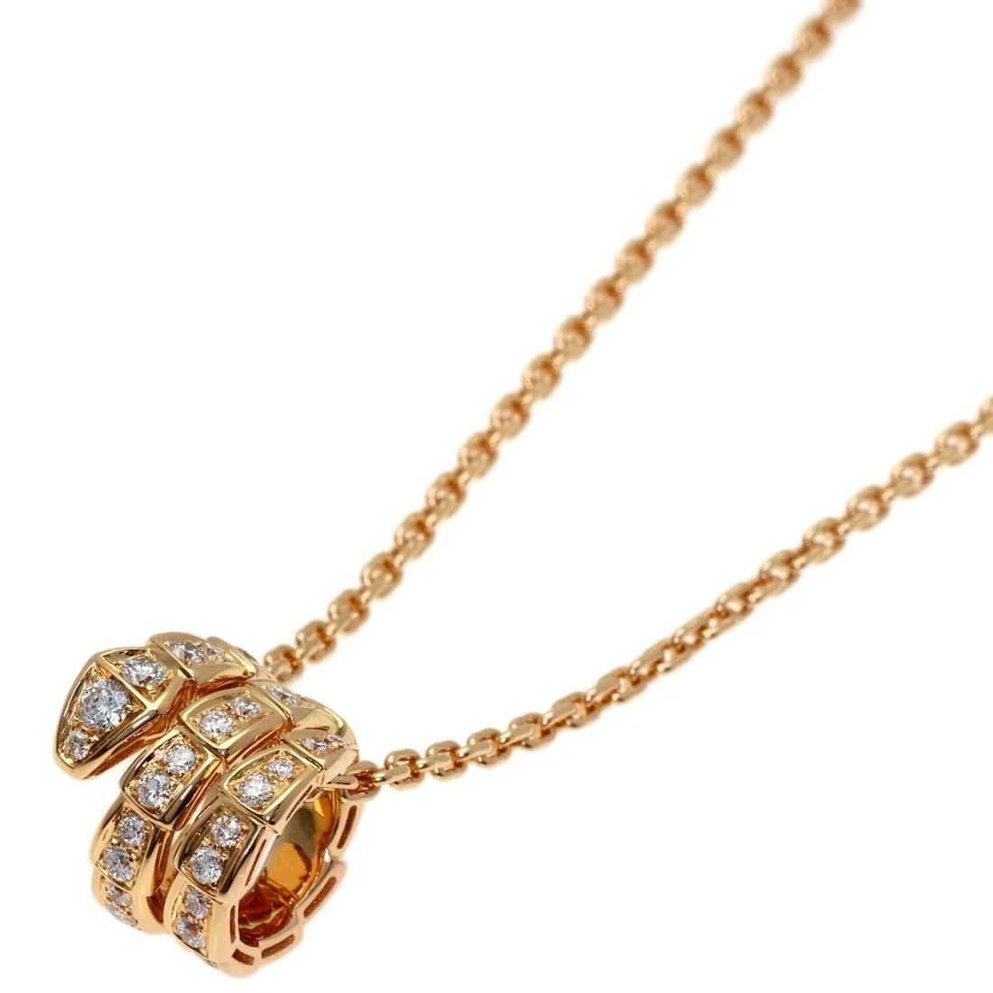 BVLGARI SERPENTI VIPER DIAMOND NECKLACE K18 PINK GOLD: BVLGARI Serpenti Viper Diamond Necklace K18 Pink Gold Brand: BVLGARI Type/Style: Necklace Material: K18 Pink Gold, Main Stone Natural Color: Gold Size: Chain Length:16.9inch/43cm Chain