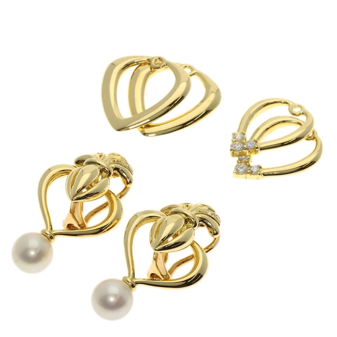 MIKIMOTO DIAMOND PEARL EARRING K18 YELLOW GOLD: MIKIMOTO Diamond Pearl Earring K18 Yellow Gold Brand: MIKIMOTO Type/Style: Earring Material: K18 Yellow Gold, Main Stone Natural Color: Gold Size: Stone Size:0.3inch/7mm Top Size:0.7inch/18.8x11.5x4.6