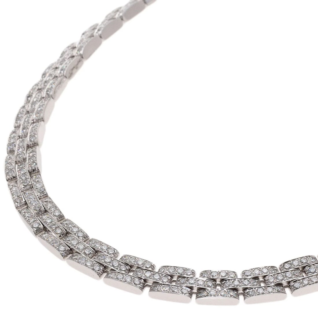 CARTIER NECKLACE K18 WHITE GOLD: CARTIER Necklace K18 White Gold Brand: CARTIER Type/Style: Necklace Material: K18 White Gold, Main Stone Natural Color: Silver Size: Chain Length:16.5inch/42cm Chain Width:3.3inch/8.5mm Accessorie
