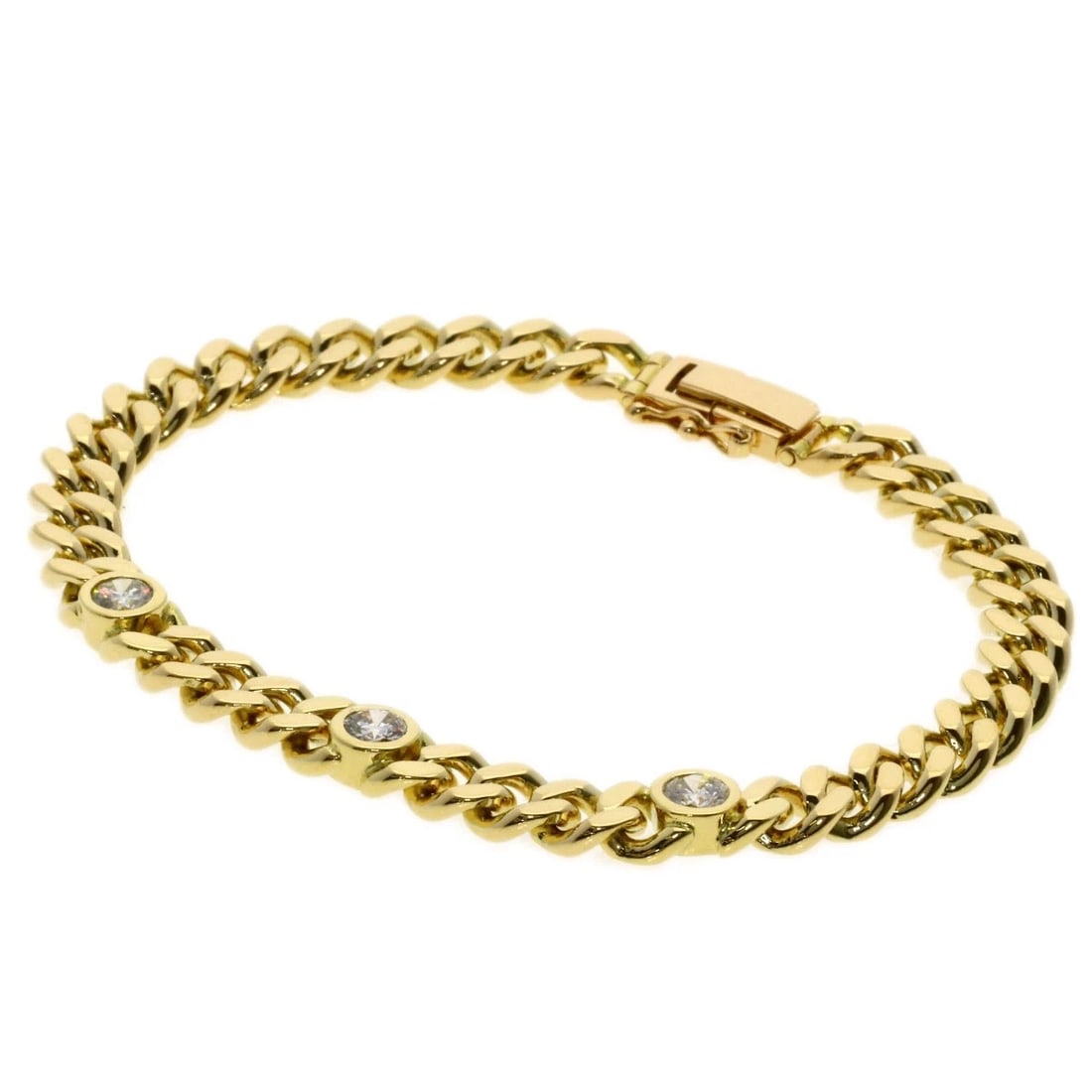 CURB CHAIN KIHEI DIAMOND BRACELET K18 YELLOW GOLD (1 of 6)