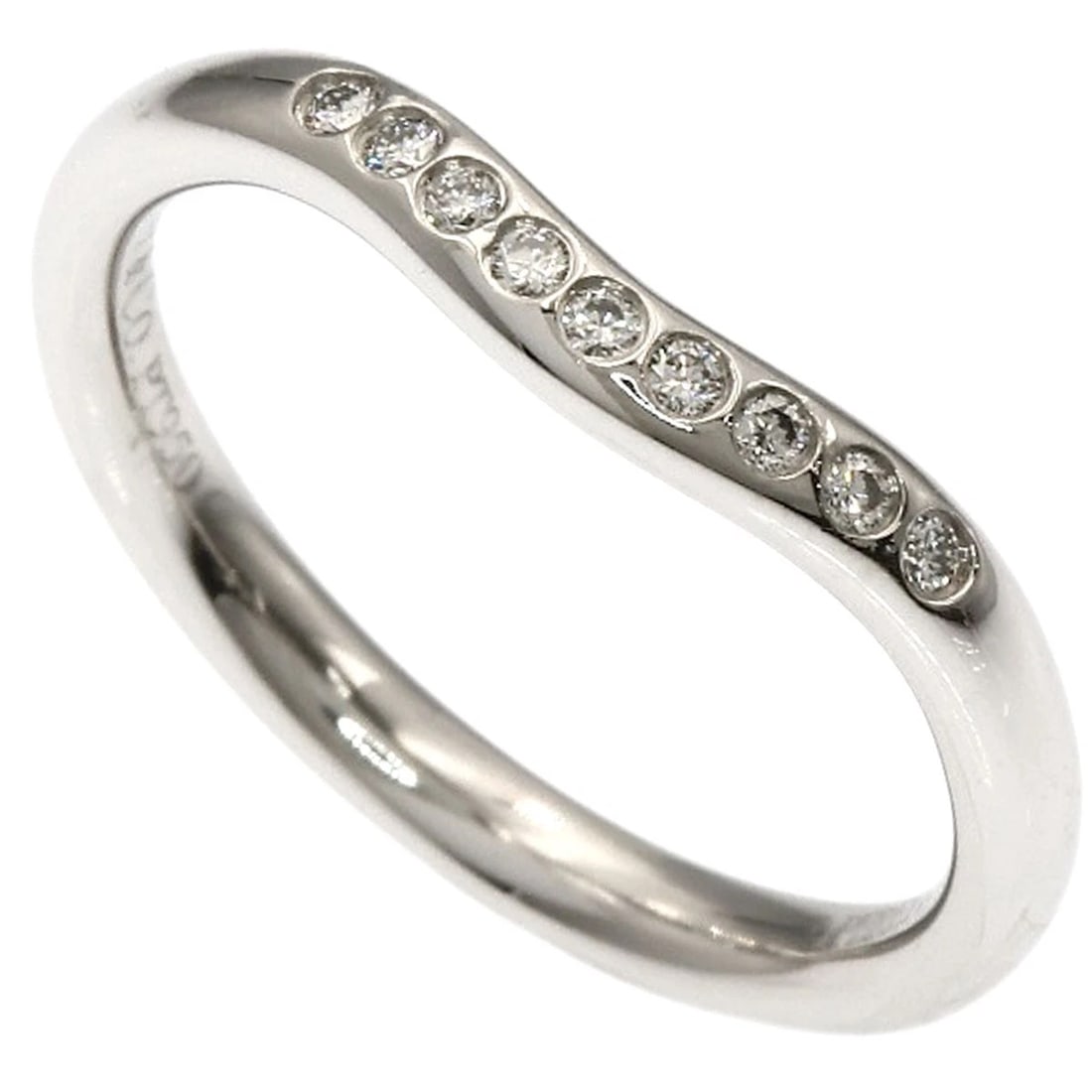 TIFFANY&CO. CURVED BAND DIAMOND RING PLATINUM PT950: TIFFANY&Co. Curved Band Diamond Ring Platinum PT950 Brand: TIFFANY&Co. Type/Style: Ring Material: Platinum PT950, Color: Silver Size: 4.25(US) Accessories: None Accessories Notice: When pu