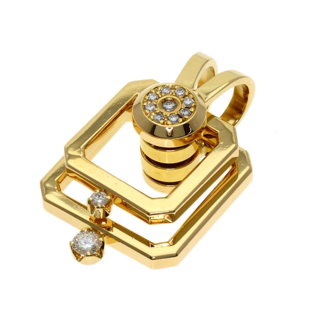 WALTHAM SWING DIAMOND PENDANT TOP K18 YELLOW GOLD (1 of 3)