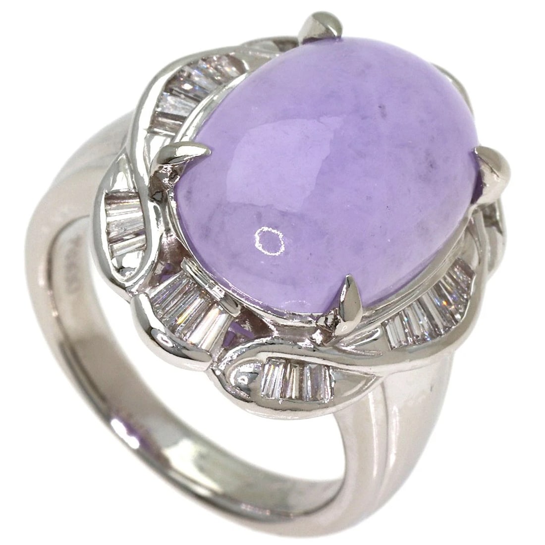 LAVENDER JADE DIAMOND RING PLATINUM PT900 (1 of 5)