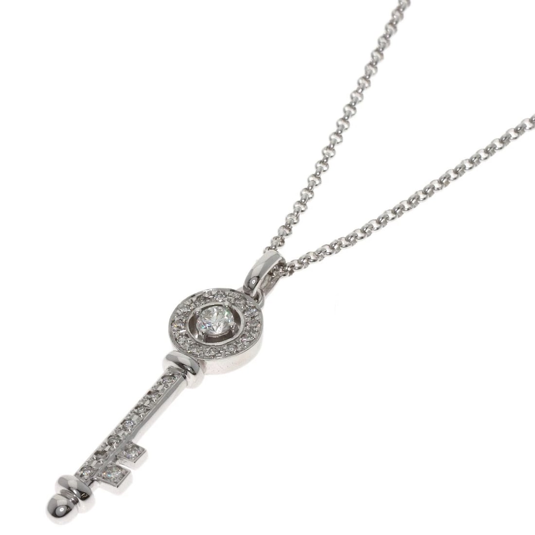VENDOME DIAMOND NECKLACE K18 WHITE GOLD: VENDOME Diamond Necklace K18 White Gold Brand: VENDOME Type/Style: Necklace Material: K18 White Gold, Color: Silver Size: Chain Length:17.7inch/45cm Chain Width:0.5inch/1.2mm Top Size:1.2inch/31.5x7.8