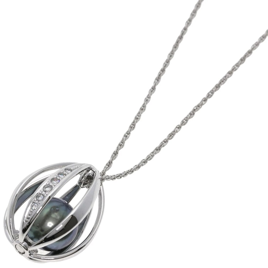 TASAKI PEARL DIAMOND NECKLACE PLATINUM PT850 K18 WHITE GOLD: TASAKI Pearl Diamond Necklace Platinum PT850 K18 White Gold Brand: TASAKI Type/Style: Necklace Material: Platinum PT850/K18 White Gold, Color: Silver Size: Stone Size:0.4inch/9.5mm Chain Length:19.3in