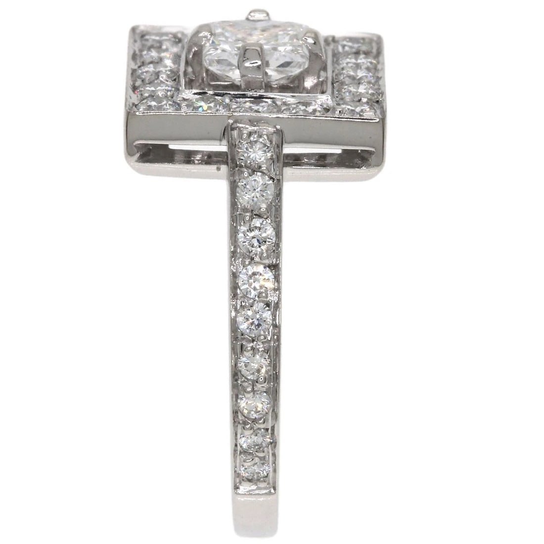 BOUCHERON PRINCESS CUT DIAMOND RING K18 WHITE GOLD: Boucheron Princess Cut Diamond Ring K18 White Gold Brand: Boucheron Type/Style: Ring Material: K18 White Gold, Main Stone Natural Color: Silver Size: 6.25(US) Accessories: None Accessories