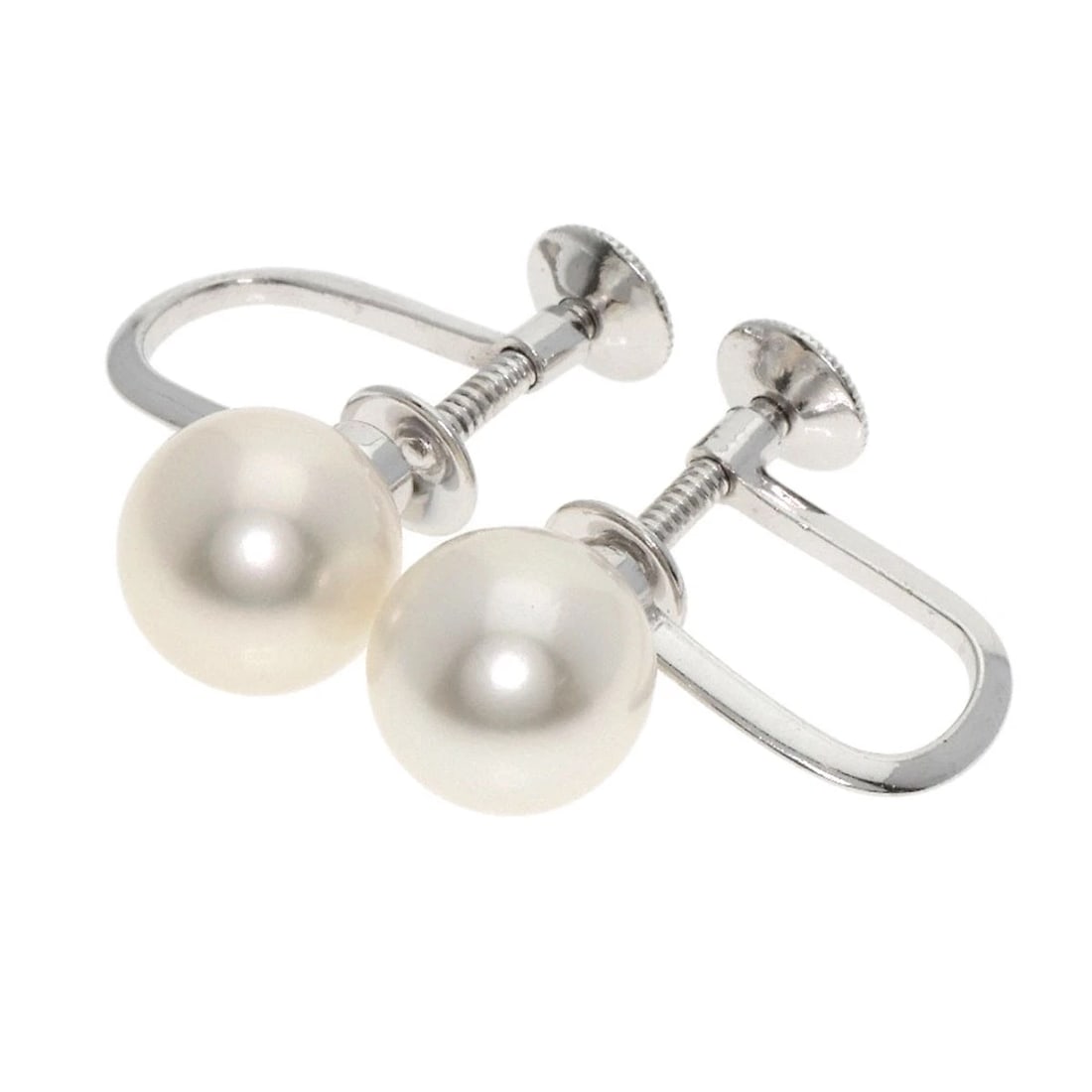 MIKIMOTO PEARL EARRING K14 WHITE GOLD: MIKIMOTO Pearl Earring K14 White Gold Brand: MIKIMOTO Type/Style: Earring Material: K14 White Gold, Main Stone Pearl Color: Silver Size: Stone Size:0.3inch/7.8mm Accessories: None Accessor