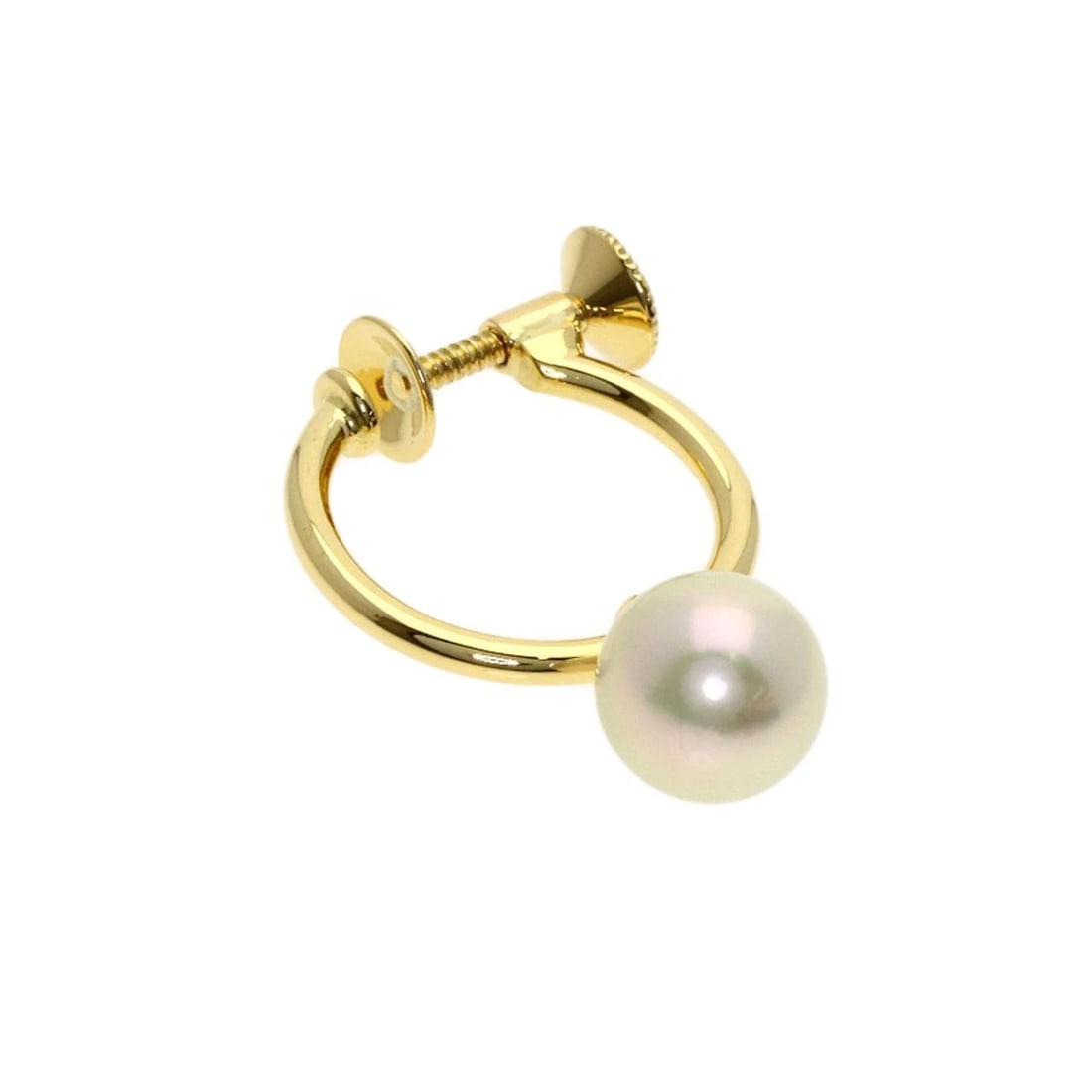 MIKIMOTO PEARL EARRING K18 YELLOW GOLD: MIKIMOTO Pearl Earring K18 Yellow Gold Brand: MIKIMOTO Type/Style: Earring Material: K18 Yellow Gold, Main Stone Pearl Color: Gold Size: Stone Size:0.3inch/7.1mm Top Size:0.9inch/24x7.1x15.1mm