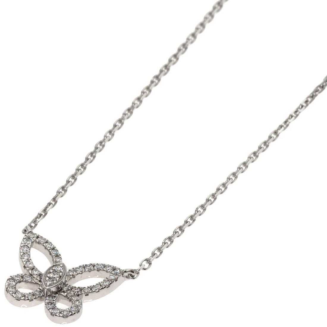 GRAFF DIAMOND NECKLACE K18 WHITE GOLD: GRAFF Diamond Necklace K18 White Gold Brand: GRAFF Type/Style: Necklace Material: K18 White Gold, Main Stone Natural Color: Silver Size: Chain Length:18.1inch/46cm Chain Width:0.3inch/0.8mm Top Size:0
